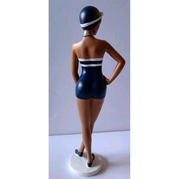 Bathing Beauty Figurine Statue Miami Beach Navy Coastal Art Deco Style New - Picture 2 of 10